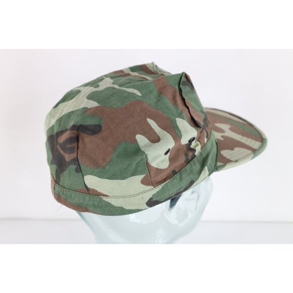 Vintage 60s 70s Streetwear Faded Military Style Camouflage Hat Cap 7 5/8 USA - Picture 6 of 9